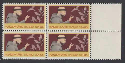 USA Michel 1604 / Scott 2023 postfrisch BLOCK RÄNDER rechts (a3) - 800. Geburtstag des hl. Franz von Assisi