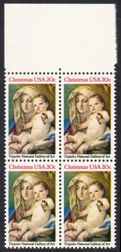 USA Michel 1606 / Scott 2026 postfrisch BLOCK RÄNDER oben (a1) - Weihnachten: Madonna und Kind