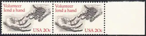 USA Michel 1627 / Scott 2039 postfrisch horiz.PAAR RAND rechts - Freiwillige Hilfe