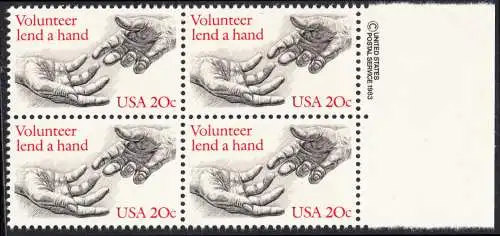 USA Michel 1627 / Scott 2039 postfrisch BLOCK RÄNDER rechts m/ copyright symbol - Freiwillige Hilfe