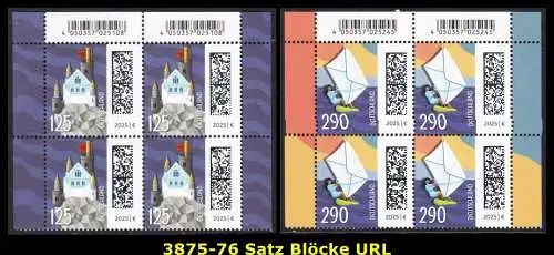 BUND 2025 Michel-# 3875-3876 postfrisch SATZ(2) BLÖCKE ECKRÄNDER oben rechts & links 
