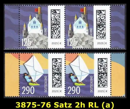 BUND 2025 Michel-# 3875-3876 postfrisch SATZ(2) horiz.PAARE RÄNDER rechts & links (a)