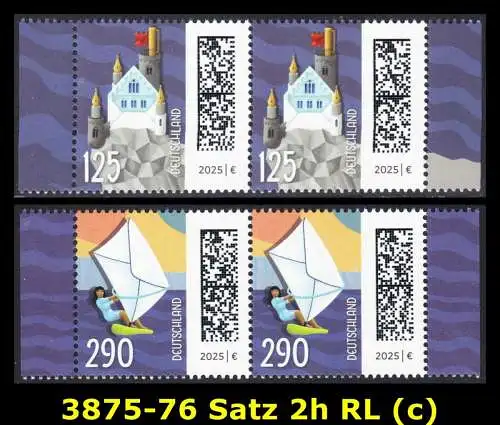 BUND 2025 Michel-# 3875-3876 postfrisch SATZ(2) horiz.PAARE RÄNDER rechts & links (c)