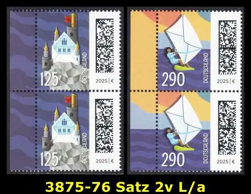 BUND 2025 Michel-# 3875-3876 postfrisch SATZ(2) vert.PAARE RÄNDER links (a)