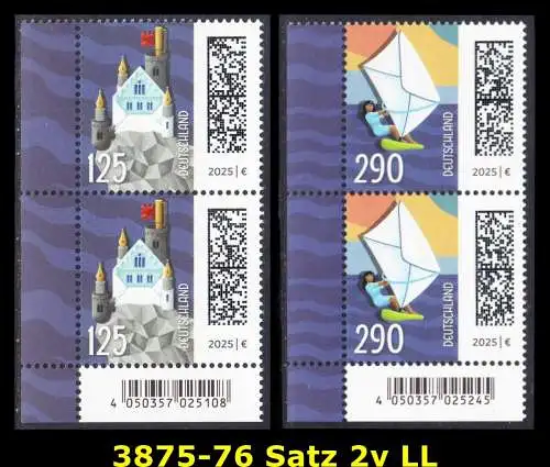 BUND 2025 Michel-# 3875-3876 postfrisch SATZ(2) vert.PAARE ECKRÄNDER unten links