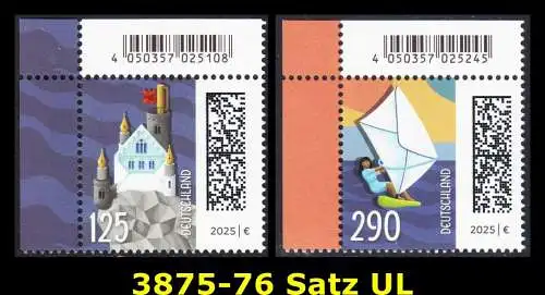 BUND 2025 Michel-# 3875-3876 postfrisch SATZ(2) EINZELMARKEN ECKRÄNDER oben links