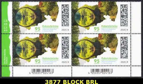 BUND 2025 Michel-# 3877 postfrisch BLOCK ECKRÄNDER unten links & rechts