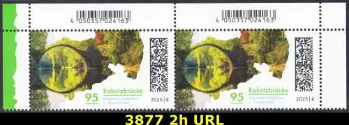 BUND 2025 Michel-# 3877 postfrisch horiz.PAAR ECKRÄNDER oben rechts/links 