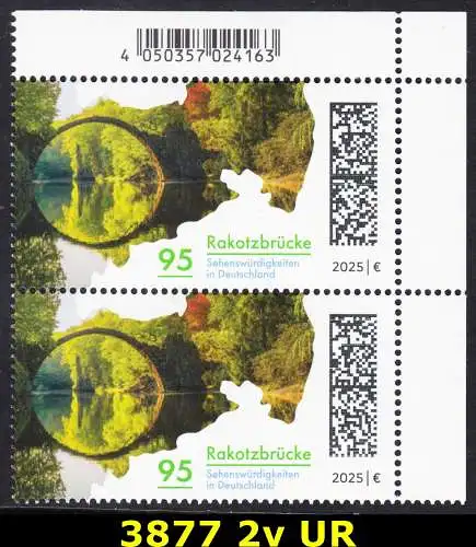 BUND 2025 Michel-# 3877 postfrisch vert.PAAR ECKRAND oben rechts