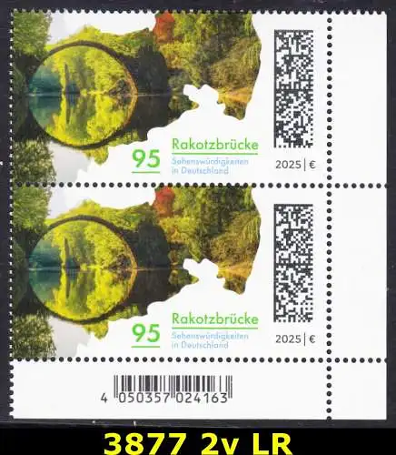 BUND 2025 Michel-# 3877 postfrisch vert.PAAR ECKRAND unten rechts