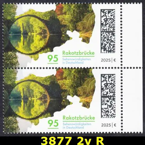 BUND 2025 Michel-# 3877 postfrisch vert.PAAR RÄNDER rechts