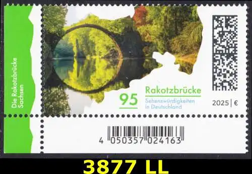 BUND 2025 Michel-# 3877 postfrisch EINZELMARKE ECKRAND unten links
