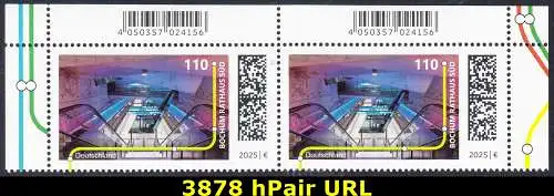 BUND 2025 Michel-# 3878 postfrisch horiz.PAAR ECKRÄNDER oben rechts/links 