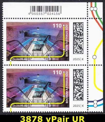 BUND 2025 Michel-# 3878 postfrisch vert.PAAR ECKRAND oben rechts