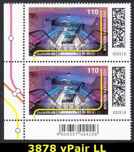 BUND 2025 Michel-# 3878 postfrisch vert.PAAR ECKRAND unten links