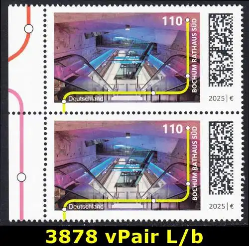 BUND 2025 Michel-# 3878 postfrisch vert.PAAR RÄNDER links (b)