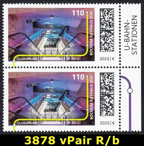BUND 2025 Michel-# 3878 postfrisch vert.PAAR RÄNDER rechts (b)
