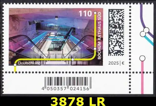 BUND 2025 Michel-# 3878 postfrisch EINZELMARKE ECKRAND unten rechts 