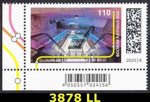 BUND 2025 Michel-# 3878 postfrisch EINZELMARKE ECKRAND unten links