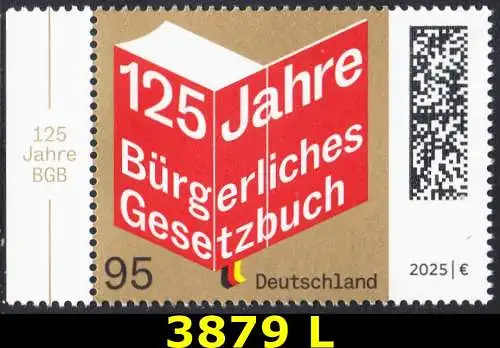 BUND 2025 Michel-# 3879 postfrisch EINZELMARKE RAND links