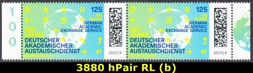 BUND 2025 Michel-# 3880 postfrisch horiz.PAAR RÄNDER rechts/links (b)