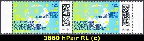 BUND 2025 Michel-# 3880 postfrisch horiz.PAAR RÄNDER rechts/links (c)