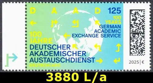 BUND 2025 Michel-# 3880 postfrisch EINZELMARKE RAND links (a)