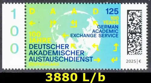 BUND 2025 Michel-# 3880 postfrisch EINZELMARKE RAND links (b)