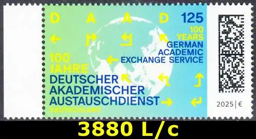 BUND 2025 Michel-# 3880 postfrisch EINZELMARKE RAND links (c)