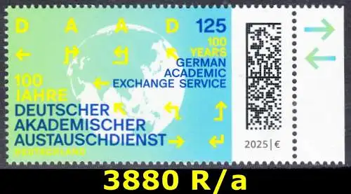 BUND 2025 Michel-# 3880 postfrisch EINZELMARKE RAND rechts (a)