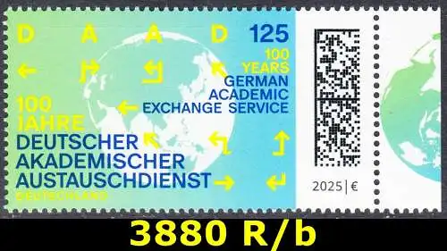 BUND 2025 Michel-# 3880 postfrisch EINZELMARKE RAND rechts (b)