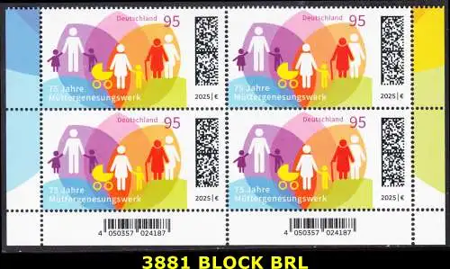 BUND 2025 Michel-# 3881 postfrisch BLOCK ECKRÄNDER unten rechts/links