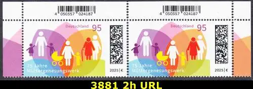 BUND 2025 Michel-# 3881 postfrisch hori.PAAR ECKRÄNDER oben rechts/links