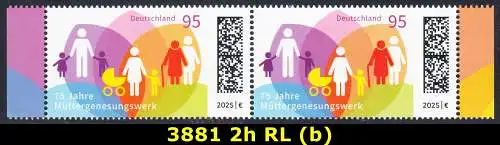 BUND 2025 Michel-# 3881 postfrisch horiz.PAAR RÄNDER rechts/links (b)