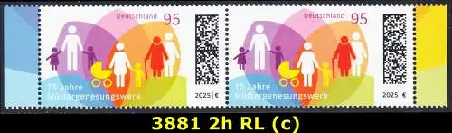 BUND 2025 Michel-# 3881 postfrisch horiz.PAAR RÄNDER rechts/links (c)