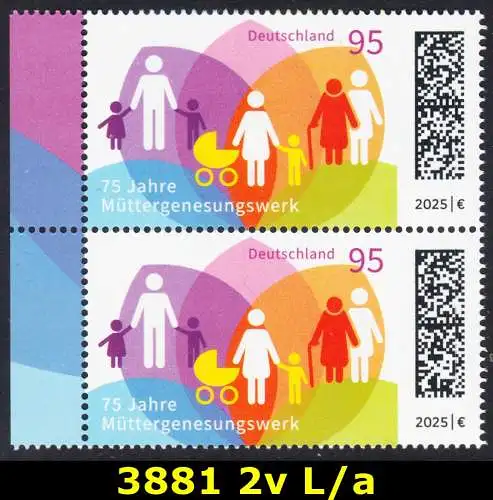 BUND 2025 Michel-# 3881 postfrisch vert.PAAR RÄNDER links (a)