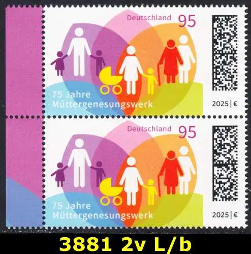 BUND 2025 Michel-# 3881 postfrisch vert.PAAR RÄNDER links (b)