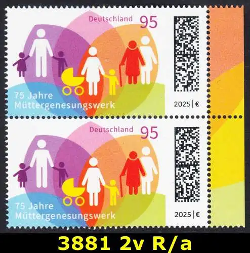 BUND 2025 Michel-# 3881 postfrisch vert.PAAR RÄNDER rechts (a)