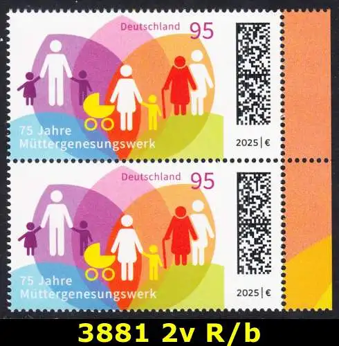 BUND 2025 Michel-# 3881 postfrisch vert.PAAR RÄNDER rechts (b)