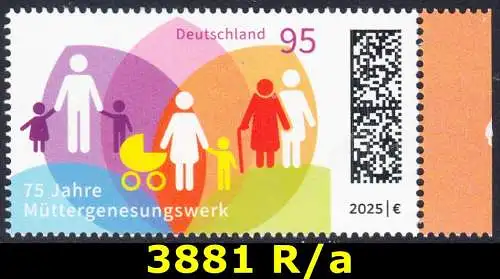 BUND 2025 Michel-# 3881 postfrisch EINZELMARKE RAND rechts (a)
