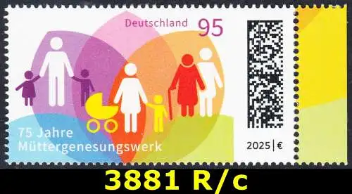 BUND 2025 Michel-# 3881 postfrisch EINZELMARKE RAND rechts (c)