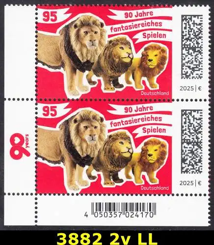 BUND 2025 Michel-# 3882 postfrisch vert.PAAR ECKRAND unten links