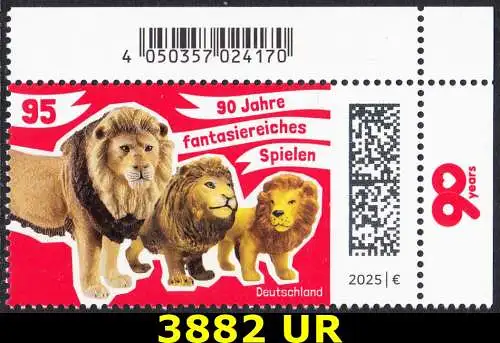 BUND 2025 Michel-# 3882 postfrisch EINZELMARKE ECKRAND oben rechts 