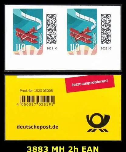 BUND 2025 Michel-# 3883 postfrisch horiz.PAAR m/ EAN (selbstklebend) 