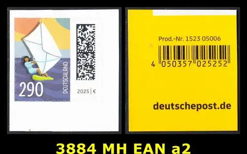 BUND 2025 Michel-# 3884 postfrisch EINZELMARKE (EAN_a2 / selbstklebend) 