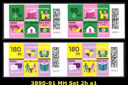 BUND 2025 Michel-# 3890-3891 postfrisch SATZ(2) horiz.PAARE (selbstklebend) 