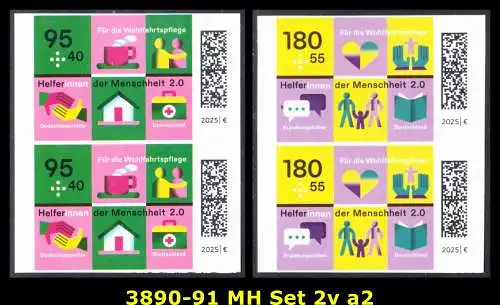 BUND 2025 Michel-# 3890-3891 postfrisch SATZ(2) vert.PAARE (a2 / selbstklebend) 
