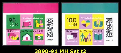 BUND 2025 Michel-# 3890-3891 postfrisch SATZ(2) EINZELMARKEN RAND oben (t2/ selbstklebend) 