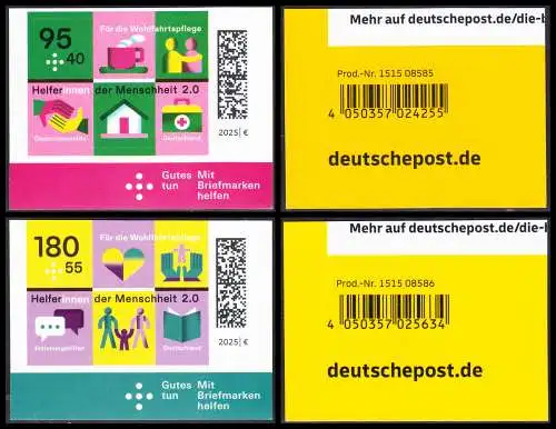 BUND 2025 Michel-# 3890-3891 postfrisch SATZ(2) EINZELMARKEN m/ EAN (a3 / selbstklebend) 