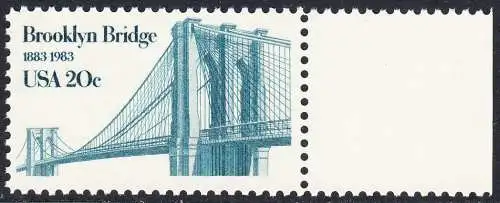 USA Michel 1630 / Scott 2041 postfrisch EINZELMARKE RAND rechts (a2) - Brooklyn Bridge, New York